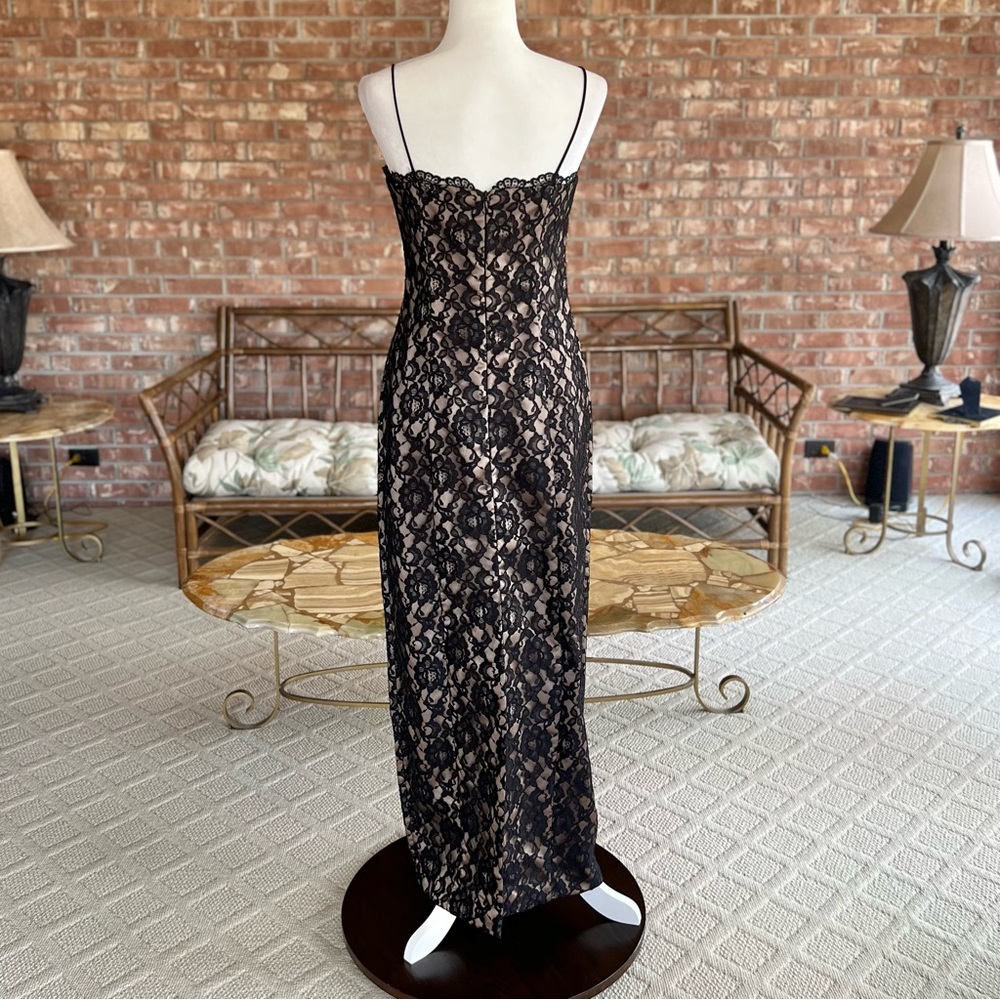 Arianna by Rachel Kaye Black Lace Nude Illusion Evening Maxi Dress 6 Cocktail - Picture 9 of 17